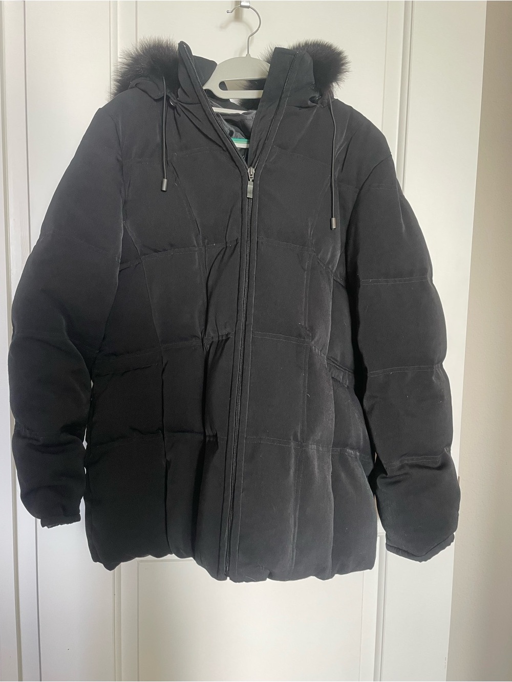 Utex Black Quilted Puffer Jacket with removable Faux Fur Trim hood